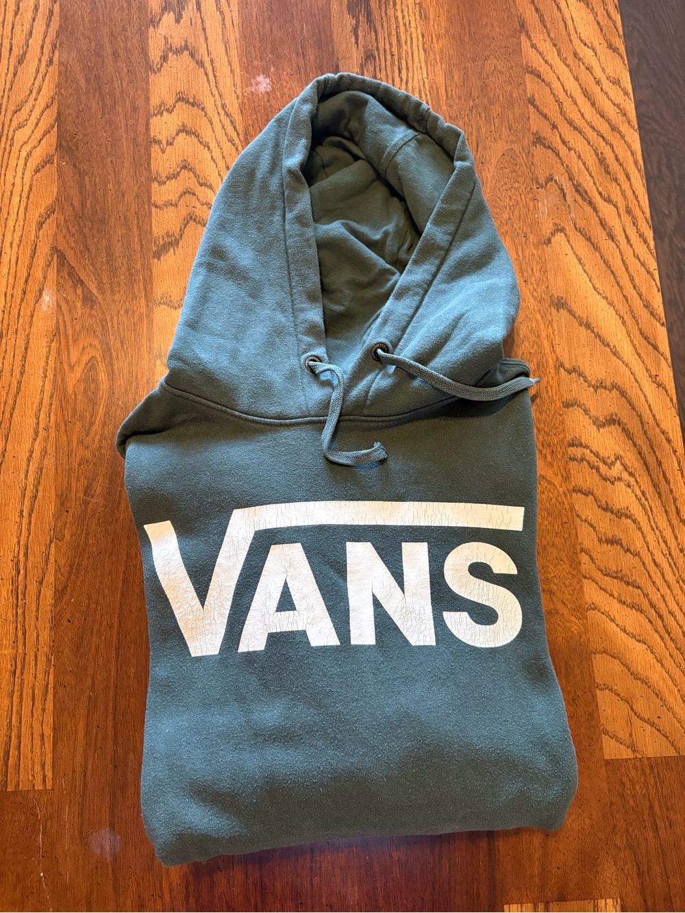 Vans Men's Zip-Up Hoodie in Olive Green with White Logo